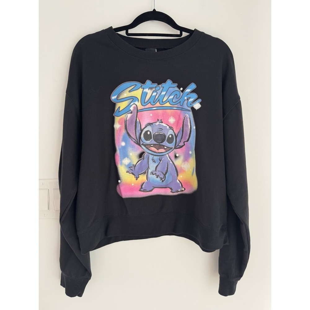 Disney Womens Lilo & Stitch Graphic Sweatshirt Size 1X Black Nostalgia Cartoon